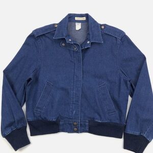 Vintage 80s CALVIN KLEIN Jean Jacket Womens denim military cuff